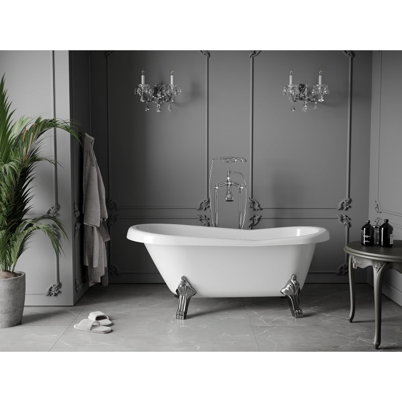 Mexen Retro baignoire autoportante 150 x 73 cm, blanche, pieds chromés - 53251507300-00
