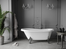 Mexen Retro baignoire autoportante 150 x 73 cm, blanche, pieds chromés - 53251507300-00
