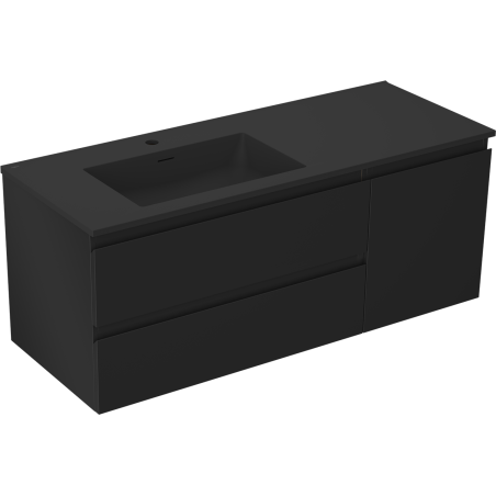 Mexen Orio armoire de salle de bain 120 cm avec lavabo Otis gauche, 2S, 1D, noir mat - 91A13-12047-3-BBFFF71-W18L71