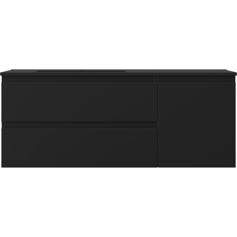 Mexen Orio meuble de salle de bain 120 cm avec lavabo Otis gauche, 2S, 1D, noir mat - 91A13-12047-3-BBFFF71-W18L71