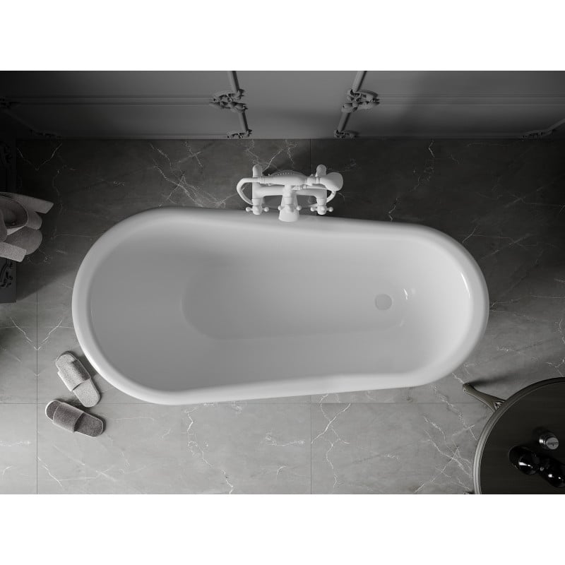 Mexen Retro baignoire autoportante 150 x 73 cm, blanche, pieds blancs - 53251507300-20