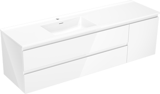Mexen Orio Armoire de salle de bain 160 cm avec lavabo Otis gauche, 2S, 1D, blanc brillant - 91A13-16047-3-BBFFF00-W18L00