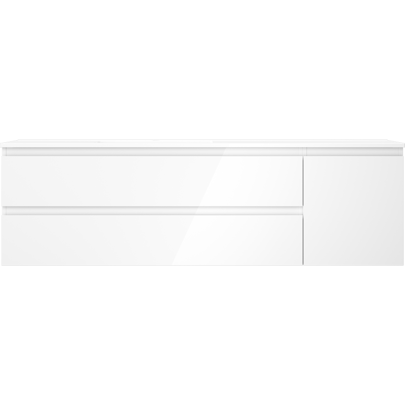 Mexen Orio meuble de salle de bain 160 cm avec lavabo Otis gauche, 2S, 1D, blanc brillant - 91A13-16047-3-BBFFF00-W18L00