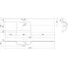 Mexen Orio meuble de salle de bain 160 cm avec lavabo Otis gauche, 2S, 1D, blanc brillant - 91A13-16047-3-BBFFF00-W18L00