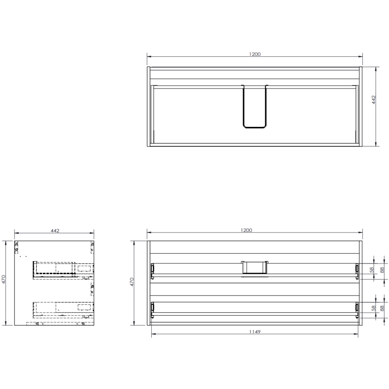 Mexen Orio meuble de salle de bains 160 cm avec lavabo Otis à gauche, 2T, 1P, gris mat/blanc mat - 91A13-16047-3-BBFFF62-W18L01
