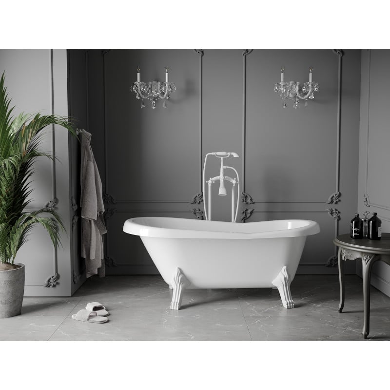 Mexen Retro baignoire autoportante 150 x 73 cm, blanche, pieds blancs - 53251507300-20