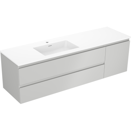 Mexen Orio meuble de salle de bains 160 cm avec lavabo Otis à gauche, 2T, 1P, gris mat/blanc mat - 91A13-16047-3-BBFFF62-W18L01