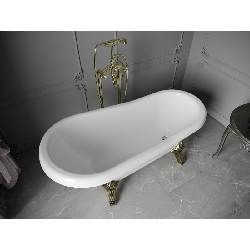 Mexen Retro baignoire autoportante 150 x 73 cm, blanche, pieds dorés - 53251507300-50