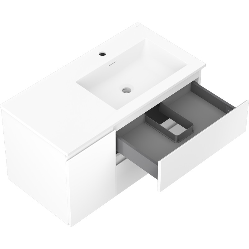 Mexen Orio armoire de salle de bain 90 cm avec lavabo Otis droit, 2S, 1D, blanc mat - 91A13-09047-3-BBFFF01-W18P01
