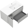 Mexen Orio armoire de salle de bain 90 cm avec lavabo Otis droit, 2S, 1D, gris mat/blanc mat - 91A13-09047-3-BBFFF62-W18P01