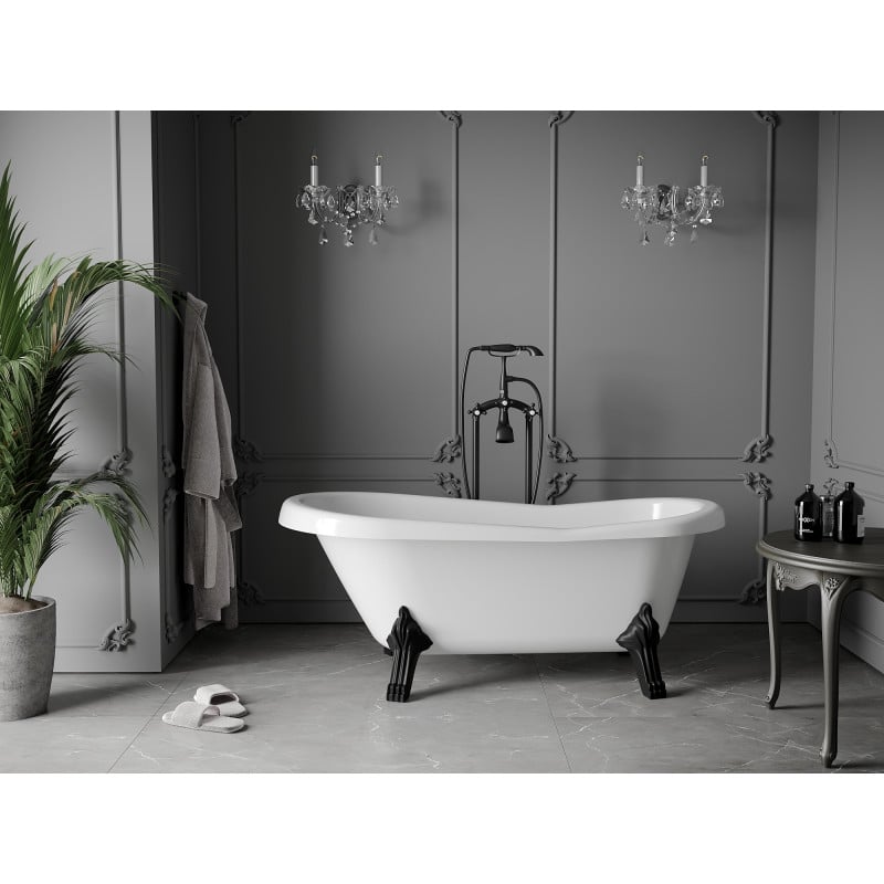 Mexen Retro baignoire autoportante 150 x 73 cm, blanche, pieds noirs - 53251507300-70