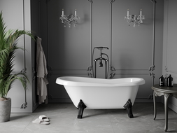 Mexen Retro baignoire autonome 150 x 73 cm, Blanc, pieds Noir - 53251507300-70