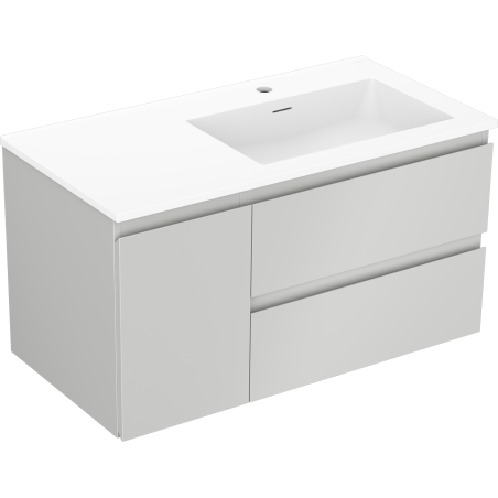Mexen Orio armoire de salle de bain 90 cm avec lavabo Otis droit, 2S, 1D, gris mat/blanc mat - 91A13-09047-3-BBFFF62-W18P01