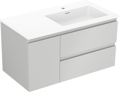Mexen Orio meuble de salle de bain 90 cm avec lavabo Otis à droite, 2 tiroirs, 1 porte, gris mat/blanc mat