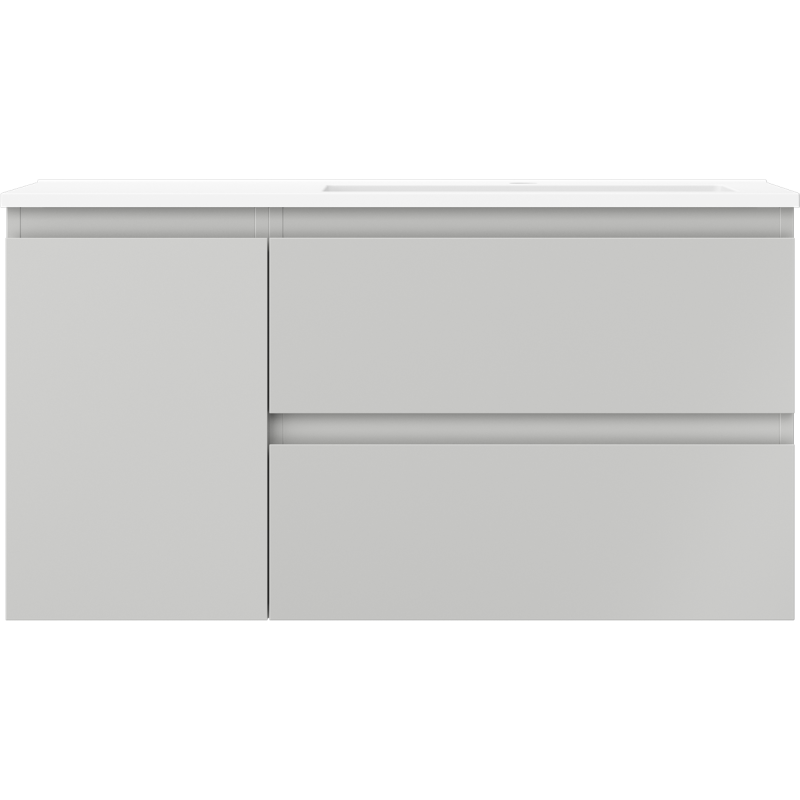 Mexen Orio armoire de salle de bain 90 cm avec lavabo Otis droit, 2S, 1D, gris mat/blanc mat - 91A13-09047-3-BBFFF62-W18P01