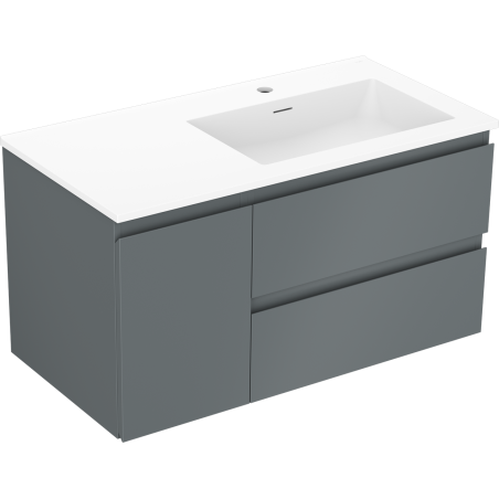 Mexen Orio armoire de salle de bain 90 cm avec lavabo Otis droit, 2S, 1D, graphite mat/blanc mat - 91A13-09047-3-BBFFF66-W18P01