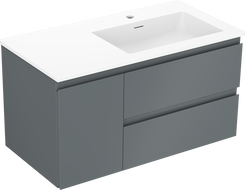 Mexen Orio meuble de salle de bain 90 cm avec lavabo Otis droit, 2S, 1D, graphite mat/blanc mat - 91A13-09047-3-BBFFF66-W18P01