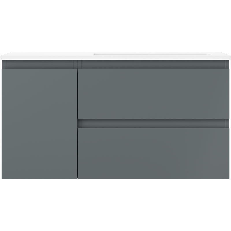 Mexen Orio armoire de salle de bain 90 cm avec lavabo Otis droit, 2S, 1D, graphite mat/blanc mat - 91A13-09047-3-BBFFF66-W18P01