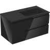 Mexen Orio meuble de salle de bain 90 cm avec lavabo Otis droit, 2T, 1P, noir brillant/noir mat - 91A13-09047-3-BBFFF70-W18P71