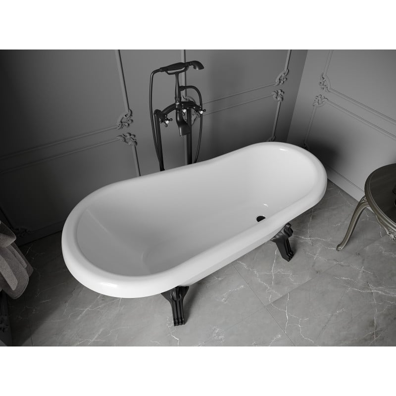 Mexen Retro baignoire autoportante 150 x 73 cm, blanche, pieds noirs - 53251507300-70