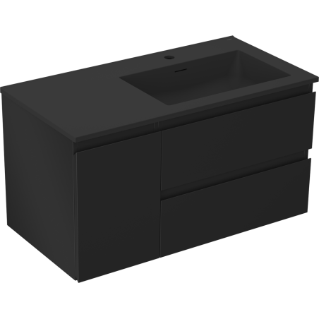 Mexen Orio armoire de salle de bain 90 cm avec lavabo Otis droit, 2T, 1P, noir mat - 91A13-09047-3-BBFFF71-W18P71