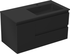 Mexen Orio armoire de salle de bain 90 cm avec lavabo Otis droit, 2T, 1P, noir mat - 91A13-09047-3-BBFFF71-W18P71