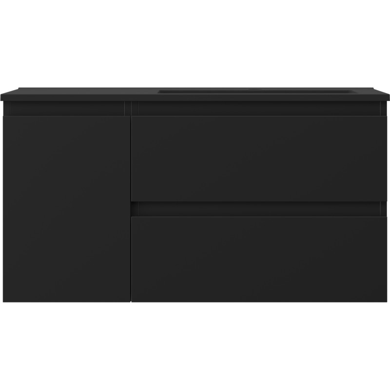 Mexen Orio armoire de salle de bain 90 cm avec lavabo Otis droit, 2T, 1P, noir mat - 91A13-09047-3-BBFFF71-W18P71