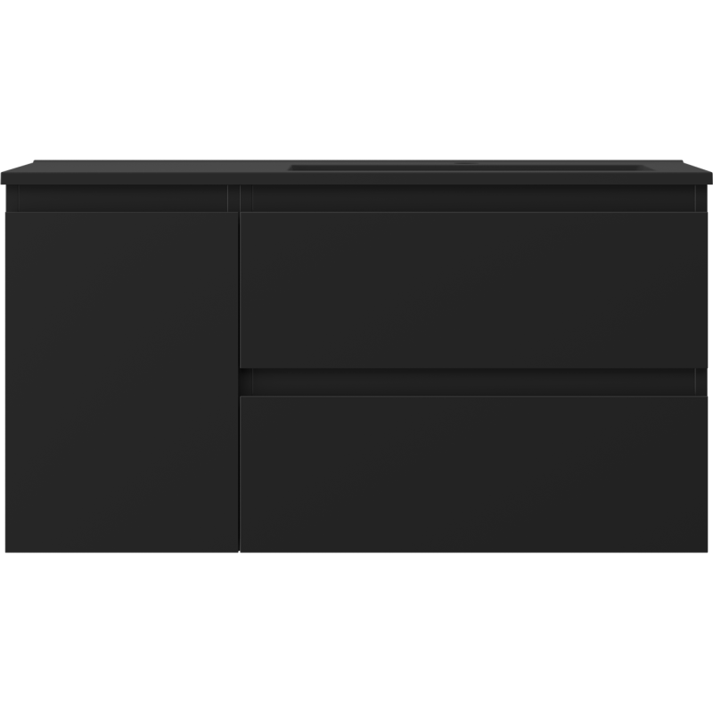 Mexen Orio meuble de salle de bains 90 cm avec lavabo Otis droit, 2S, 1D, noir mat - 91A13-09047-3-BBFFF71-W18P71