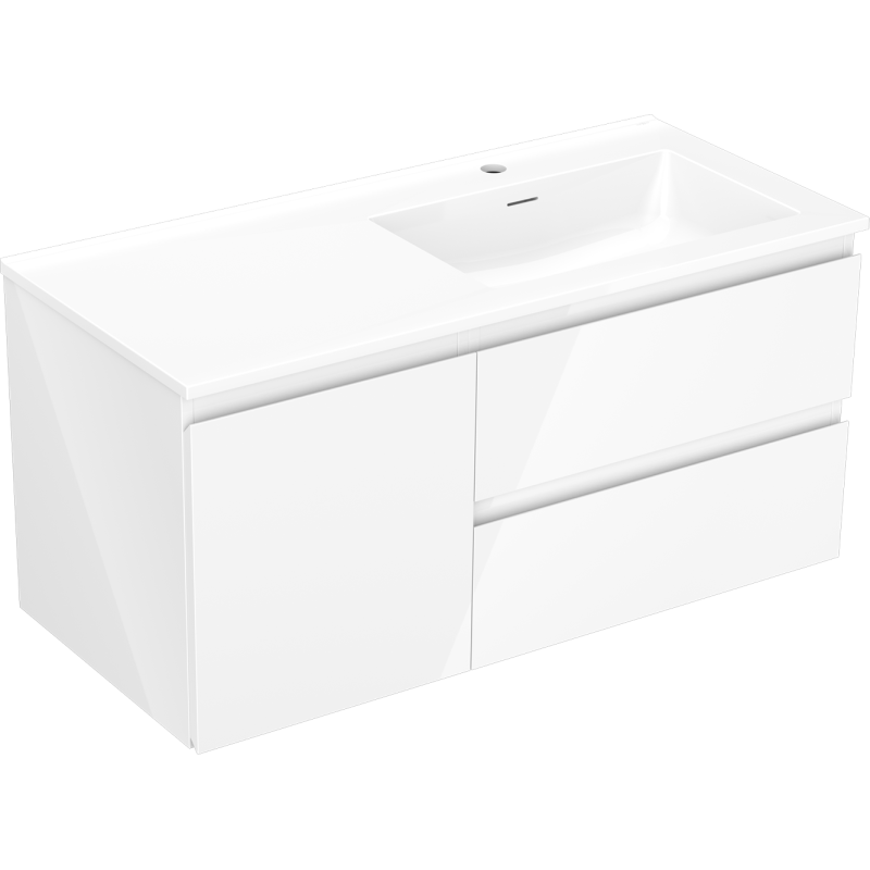 Mexen Orio armoire de salle de bains 100 cm avec lavabo Otis droit, 2S, 1D, blanc brillant - 91A13-10047-3-BBFFF00-W18P00