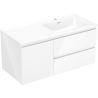 Mexen Orio armoire de salle de bains 100 cm avec lavabo Otis droit, 2S, 1D, blanc brillant - 91A13-10047-3-BBFFF00-W18P00