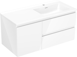 Mexen Orio armoire de salle de bain 100 cm avec lavabo Otis à droite, 2S, 1P, blanc brillant - 91A13-10047-3-BBFFF00-W18P00
