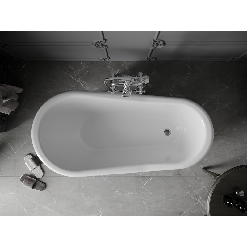 Mexen Retro baignoire autoportante 150 x 73 cm, blanche/noire, pieds chromés - 53251507375-00