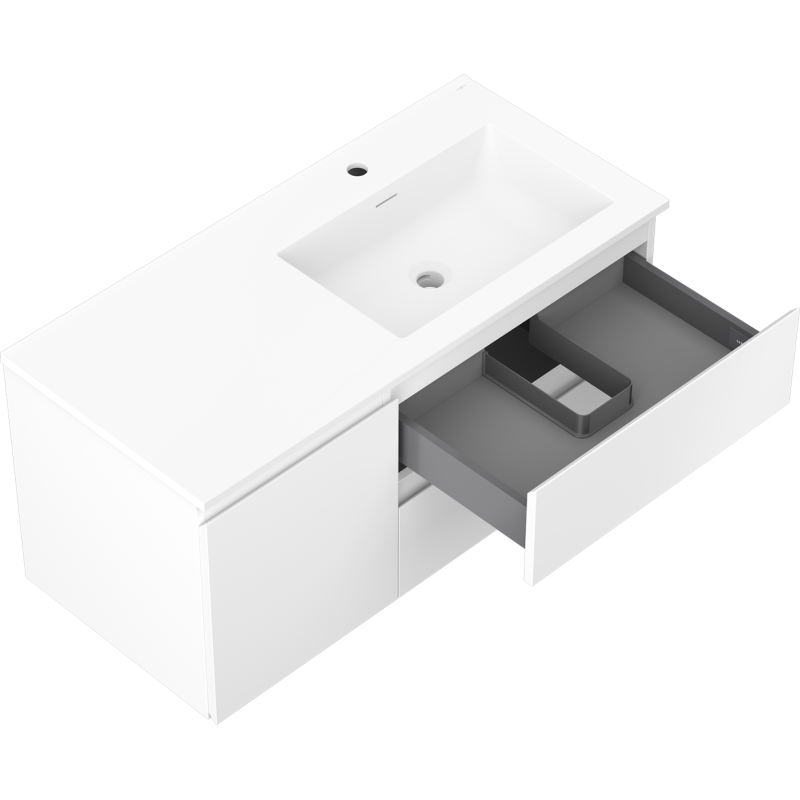 Mexen Orio armoire de salle de bain 100 cm avec lavabo Otis à droite, 2S, 1D, blanc mat - 91A13-10047-3-BBFFF01-W18P01
