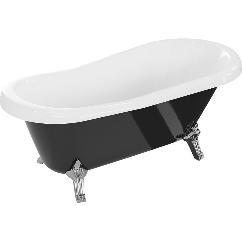 Mexen Retro baignoire autonome 150 x 73 cm, Blanc/Noir, pieds Chrome - 53251507375-00