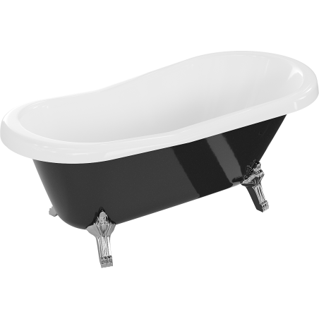 Mexen Retro baignoire autoportante 150 x 73 cm, blanche/noire, pieds chromés - 53251507375-00