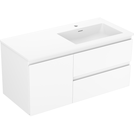Mexen Orio armoire de salle de bain 100 cm avec lavabo Otis à droite, 2S, 1D, blanc mat - 91A13-10047-3-BBFFF01-W18P01