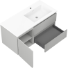Mexen Orio armoire de salle de bain 100 cm avec lavabo Otis droit, 2S, 1D, gris mat/blanc mat - 91A13-10047-3-BBFFF62-W18P01