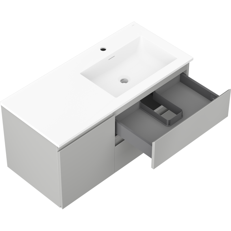 Mexen Orio armoire de salle de bain 100 cm avec lavabo Otis droit, 2S, 1D, gris mat/blanc mat - 91A13-10047-3-BBFFF62-W18P01