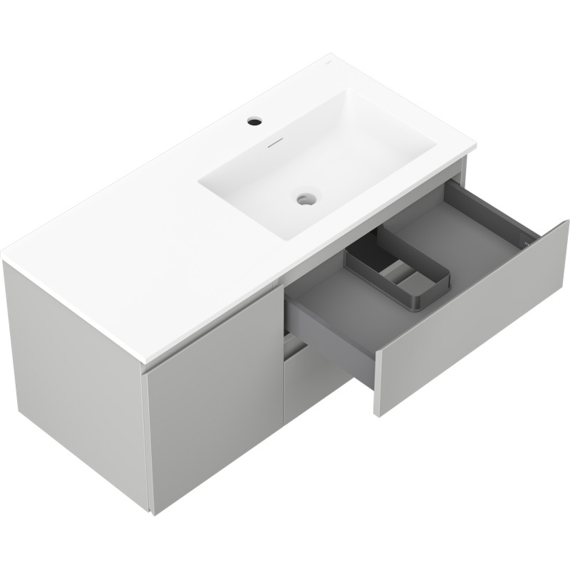 Mexen Orio armoire de salle de bain 100 cm avec lavabo Otis droit, 2T, 1P, gris mat/blanc mat - 91A13-10047-3-BBFFF62-W18P01