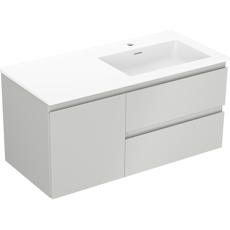 Mexen Orio armoire de salle de bain 100 cm avec lavabo Otis droit, 2S, 1D, gris mat/blanc mat - 91A13-10047-3-BBFFF62-W18P01
