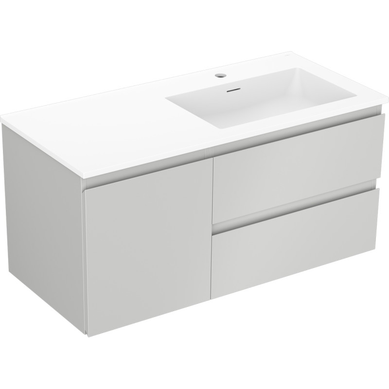 Mexen Orio armoire de salle de bain 100 cm avec lavabo Otis droit, 2T, 1P, gris mat/blanc mat - 91A13-10047-3-BBFFF62-W18P01