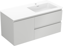 Mexen Orio armoire de salle de bain 100 cm avec lavabo Otis droit, 2T, 1P, gris mat/blanc mat - 91A13-10047-3-BBFFF62-W18P01