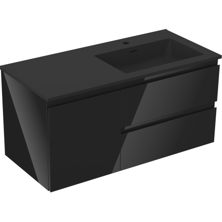 Mexen Orio meuble de salle de bain 100 cm avec lavabo Otis droit, 2S, 1D, noir brillant/noir mat - 91A13-10047-3-BBFFF70-W18P71