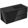 Mexen Orio meuble de salle de bain 100 cm avec lavabo Otis à droite, 2S, 1D, noir brillant/noir mat