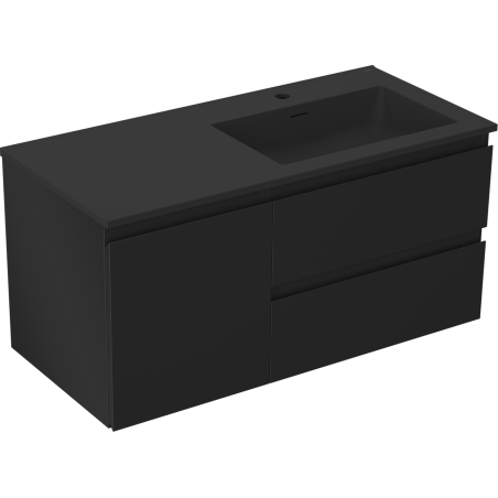 Mexen Orio armoire de salle de bain 100 cm avec lavabo Otis à droite, 2S, 1D, noir mat - 91A13-10047-3-BBFFF71-W18P71