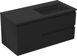 Mexen Orio meuble de salle de bain 100 cm avec lavabo Otis droit, 2S, 1D, noir mat - 91A13-10047-3-BBFFF71-W18P71