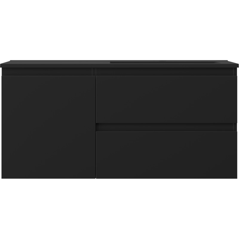 Mexen Orio armoire de salle de bain 100 cm avec lavabo Otis à droite, 2S, 1D, noir mat - 91A13-10047-3-BBFFF71-W18P71