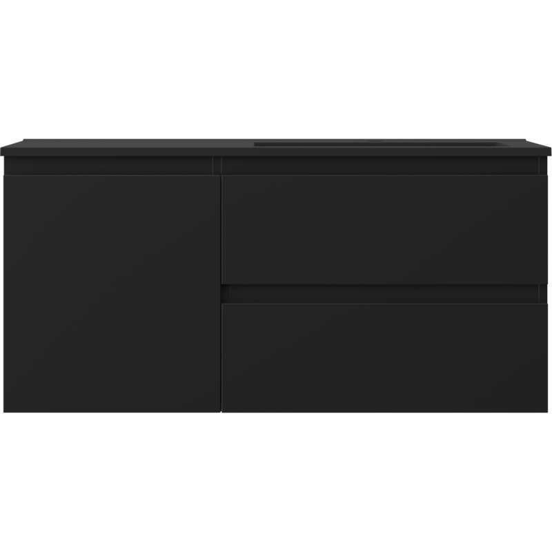 Mexen Orio meuble de salle de bain 100 cm avec lavabo Otis droit, 2S, 1D, noir mat - 91A13-10047-3-BBFFF71-W18P71