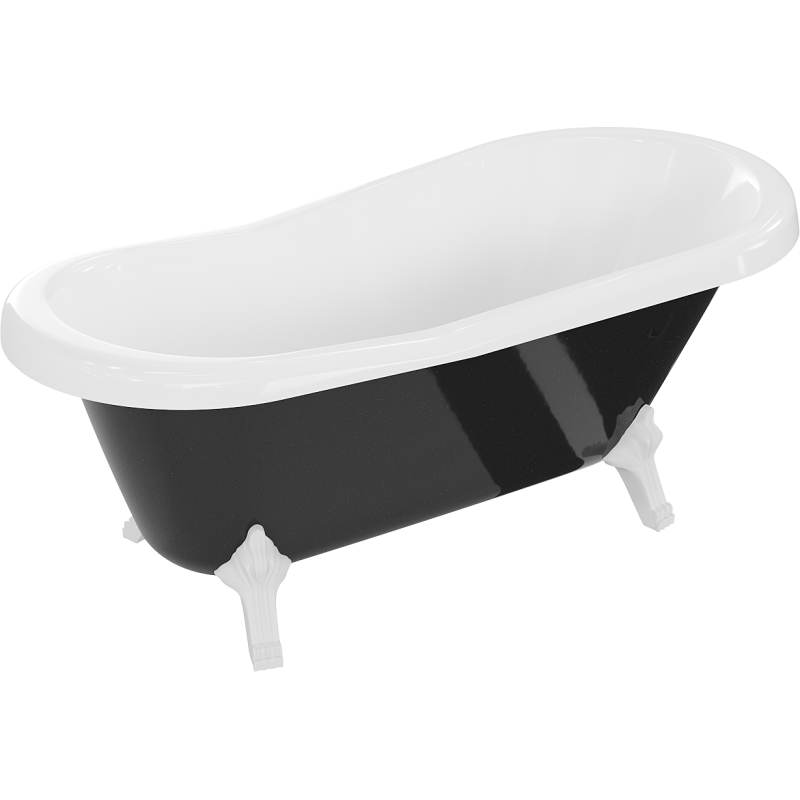 Mexen Retro baignoire autonome 150 x 73 cm, Blanc/Noir, pieds Blanc - 53251507375-20