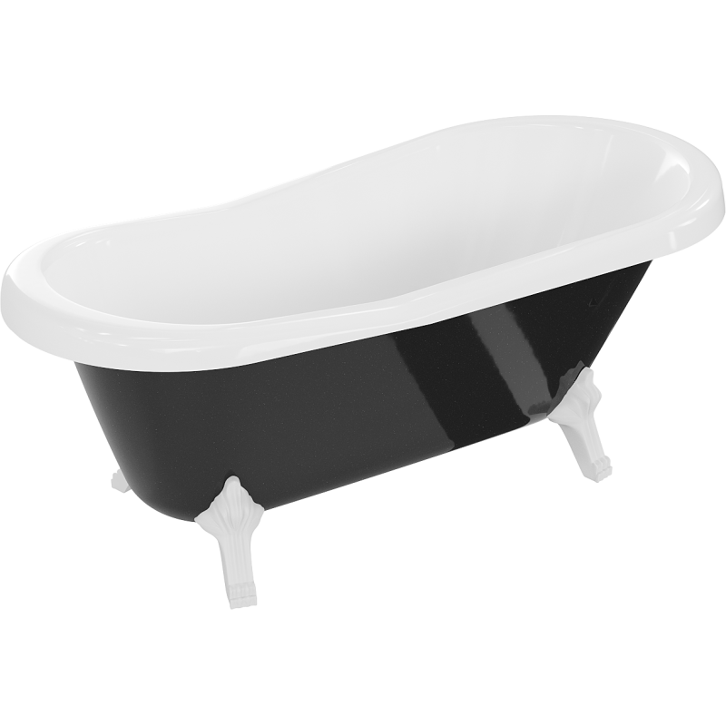 Mexen Retro baignoire autoportante 150 x 73 cm, blanche/noire, pieds blancs - 53251507375-20